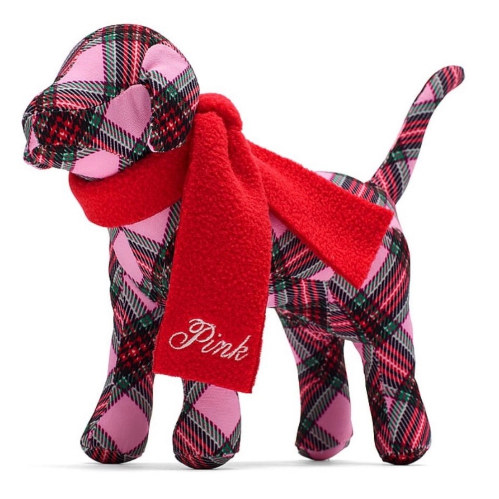 Victoria's Secret PINK Limited Edition Holiday Pink Plaid Mini Dog Scarf NWT